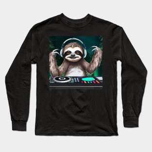 Dj Sloth Art Long Sleeve T-Shirt